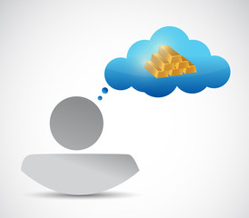 avatar and and gold in cloud illustration design