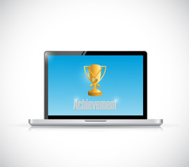 computer with an achievement message