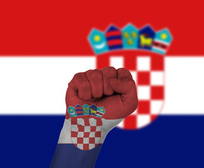 Fist wrapped in the flag of Croatia