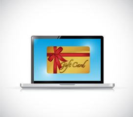 computer and gift card. illustration design