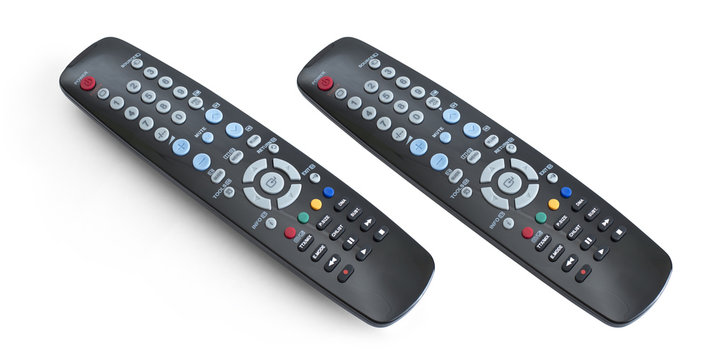 TV set remote control isolated on white with clipping path inclu