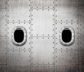 ship or submarine window metal background