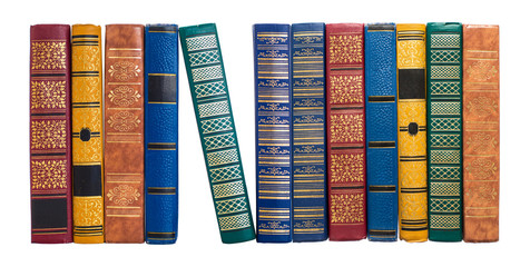 Fototapeta premium bookshelf or book spines row isolated on white