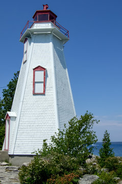 Low angle view of a lighthouse, Big Tub Lighthouse, Manitoulin I