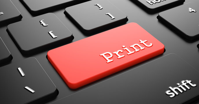 Print on Red Keyboard Button "Enter".