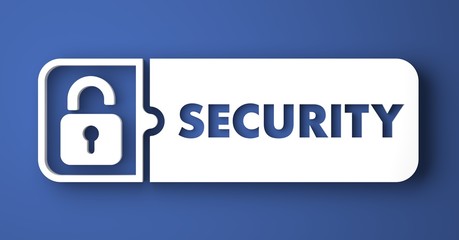 Security Concept on Blue Background in Flat Design.