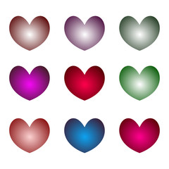 Neun bunte Herzen