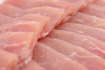 Raw pork slices