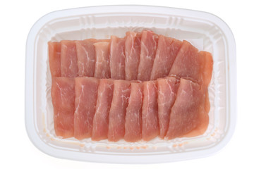 Raw pork slices