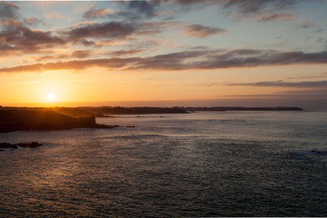 Fototapeta premium Sea at sunset, Cote D'Emeraude, Cancale, Ille-Et-Vilaine, Britta