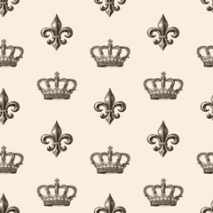 pattern of the crown and french lily