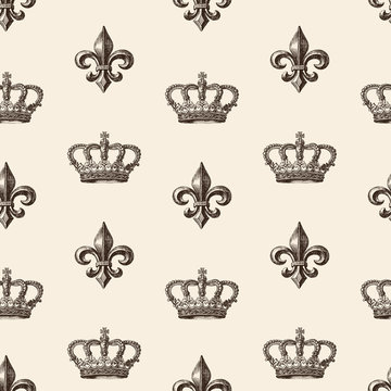 pattern of the crown and french lily