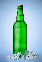 bottle of beer with ice