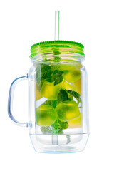 Refreshing summer drink of limes and fresh mint