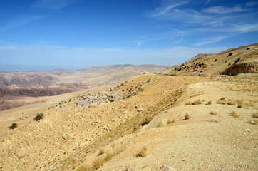 Jordan. The mountainous terrain in the desert