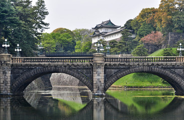 Fototapeta na wymiar Pałac Cesarski w Tokio i Nijubashi most, Japonia