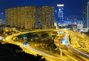 Fototapeta na wymiar city overpass at night, HongKong