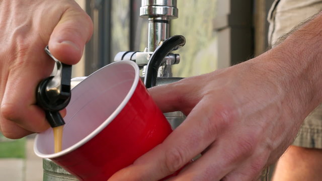 Freshly Tapped Beer Keg Serving Ale
