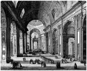 Inside : St Peter Church - Vatican -  View 19th century