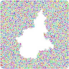 Map of Piedmont - Italy - in a mosaic of harlequin bubbles