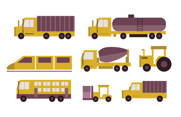 Transportation icons set. flat design elements.