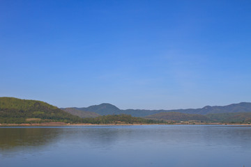 Views over the reservoir Kaengkrachan dam