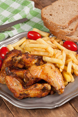 Roasted chicken wings.