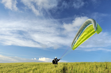 Paraplending at sunset