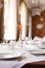 Tables set for meal