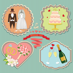 Label set wedding elements.Vintage