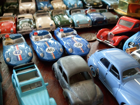 Assorted toy cars at a store