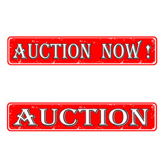 Set of stamps auction red on white vector illustration