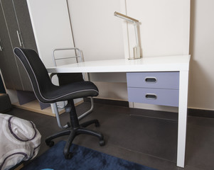 Desk in childrens bedroom area