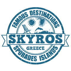 Fototapeta premium Skyros, famous destinations stamp