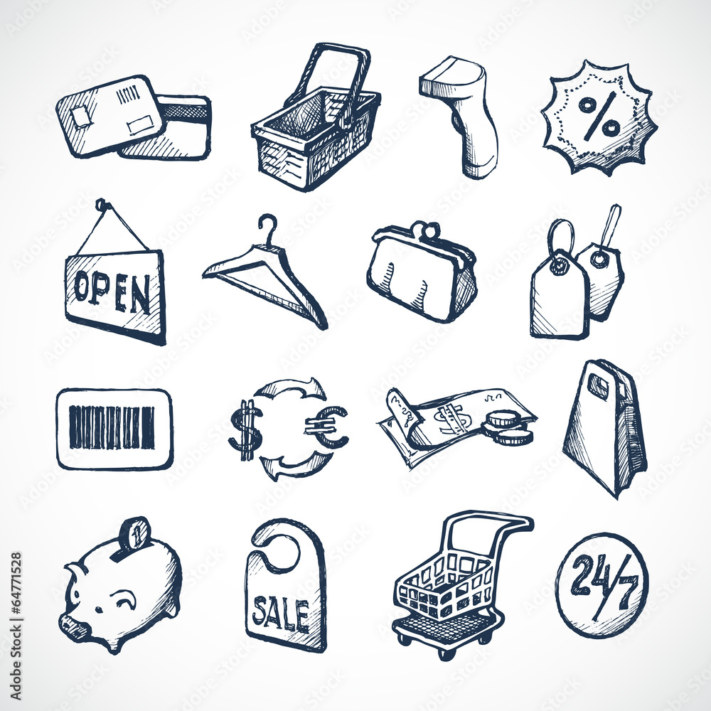 Poster Shopping Sketch Icons