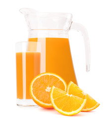 Orange fruit juice in glass jug