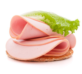sandwich with pork ham on white background  cutout