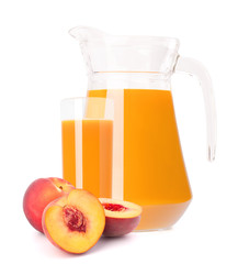 Peach fruit juice in glass jug