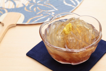 Gelidium jelly, Tokoroten with japanese fan