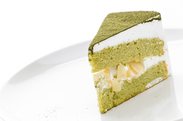 Cake matcha isolated white background