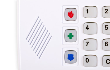 Closeup of home security alarm keypad