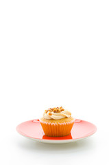 Nuts cupcake isolated on white background