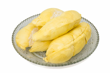 durian on crystal dish isolated