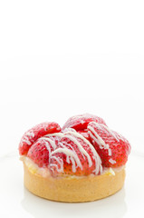 Strawberry tart isolated on white