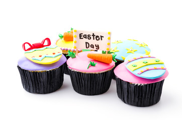 Easter cupcakes isolated white background