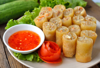 Fried Chinese Traditional Spring rolls food