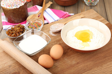 Easter cake preparing in kitchen