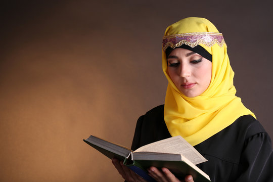 Beautiful Muslim Arabic Woman Reading Book