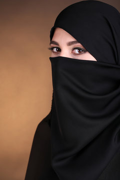 Beautiful muslim arabic woman in paranja