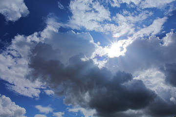 big sun on the sky with cloudscape